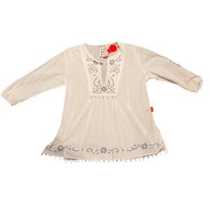Flamenco White Embroidered Boho Blouse